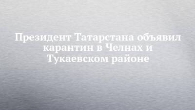 Президент Татарстана объявил карантин в Челнах и Тукаевском районе