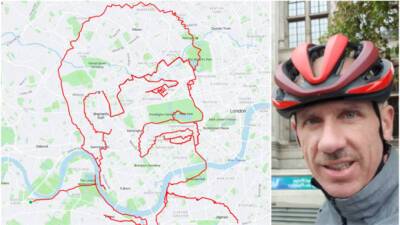 Велосипедист нарисовал на карте огромный портрет при помощи GPS