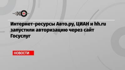 Интернет-ресурсы Авто.ру, ЦИАН и hh.ru запустили авторизацию через сайт Госуслуг