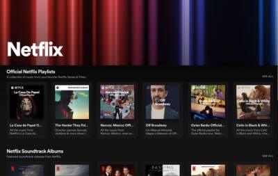 Spotify запустил хаб с эксклюзивными аудиоматериалами Netflix: музыкой из фильмов и сериалов, подкастами и др.