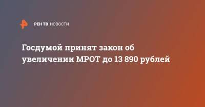 Госдумой принят закон об увеличении МРОТ до 13 890 рублей