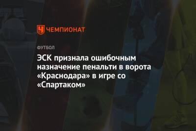 ЭСК признала ошибочным назначение пенальти в ворота «Краснодара» в игре со «Спартаком»