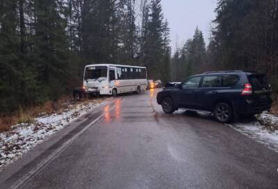 Видео: в сети появился момент ДТП с пассажирским автобусом в Лужском районе