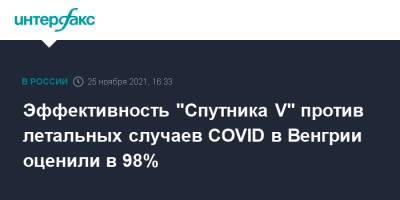 Эффективность "Спутника V" против летальных случаев COVID в Венгрии оценили в 98%