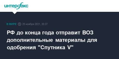 РФ до конца года отправит ВОЗ дополнительные материалы для одобрения "Спутника V"