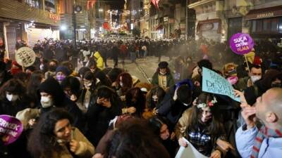 Женский марш в Стамбуле разогнали слезоточивым газом и резиновыми пулями - 5-tv.ru - Турция - Стамбул