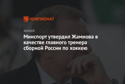 Минспорт утвердил Жамнова в качестве главного тренера сборной России по хоккею