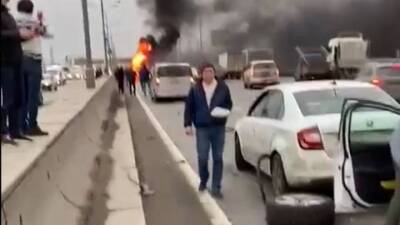 Появилось видео задержания водителя BMW, устроившего крупное ДТП на МКАД