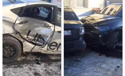 В Тюмени на Котовского водитель BMW разбил четыре автомобиля
