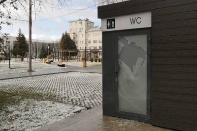 На Центральной площади Новомосковска вандалы разгромили новый общественный туалет