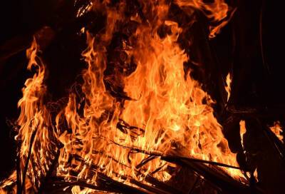 Огнеборцы полтора часа тушили ночной пожар в Киришском районе
