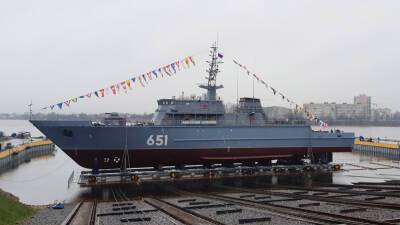 Спуск на воду корабля противоминной обороны «Анатолий Шлемов»