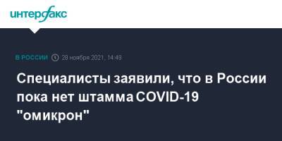 Специалисты заявили, что в России пока нет штамма COVID-19 "омикрон"