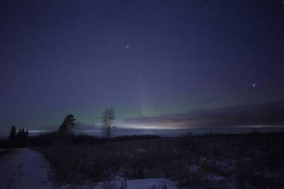 Фото: жители Ленобласти минувшей ночью наблюдали северное сияние