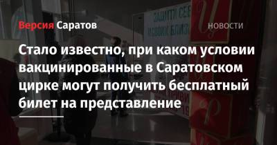 Стало известно, при каком условии вакцинированные в Саратовском цирке могут получить бесплатный билет на представление