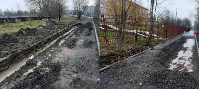 Перекопанные тротуары на Кукковке в Петрозаводске могут уйти под снег