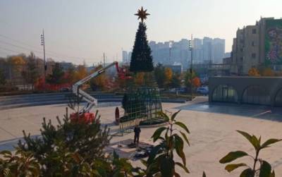 В столице началась установка первой новогодней елки