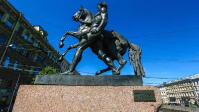 В Петербурге трех мужчин задержали за попытку обуть бронзовых коней