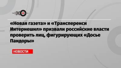 «Новая газета» и «Трансперенси Интернешнл» призвали российские власти проверить лиц, фигурирующих «Досье Пандоры»