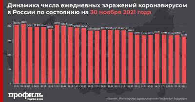 В России выявлено менее 33 тысяч новых случаев COVID-19 впервые с 15 октября