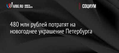 480 млн рублей потратят на новогоднее украшение Петербурга