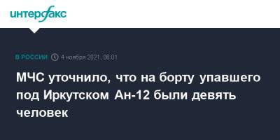 МЧС уточнило, что на борту упавшего под Иркутском Ан-12 были девять человек