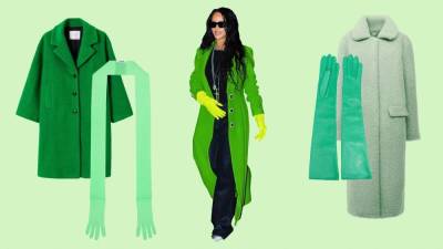 Повторяйте за Рианной — носите зеленое пальто с зелеными аксессуарами