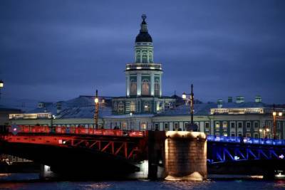 Дворцовый мост в День народного единства засиял цветами триколора