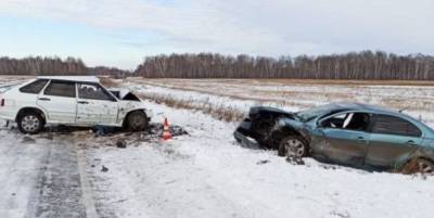 В Новосибирской области на трассе погиб водитель ВАЗа при столкновении с Mitsubishi