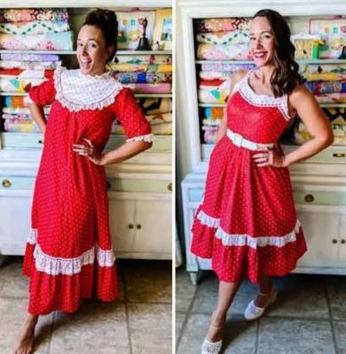Женщина перешивает платья из комиссионных магазинов и создает прекрасные наряды