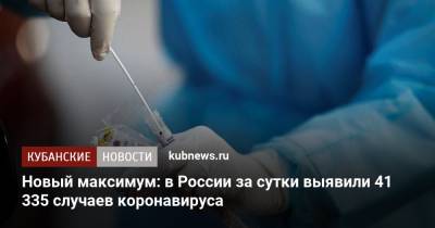 Новый максимум: в России за сутки выявили 41 335 случаев коронавируса