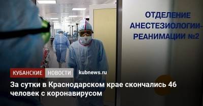 За сутки в Краснодарском крае скончались 46 человек с коронавирусом