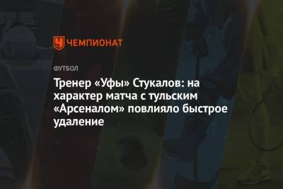 Тренер «Уфы» Стукалов: на характер матча с тульским «Арсеналом» повлияло быстрое удаление