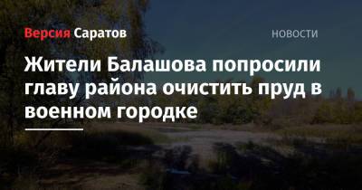 Жители Балашова попросили главу района очистить пруд в военном городке