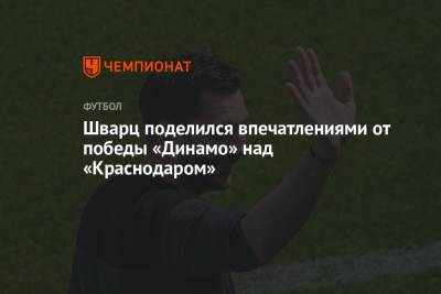 Шварц поделился впечатлениями от победы «Динамо» над «Краснодаром»