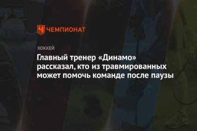Главный тренер «Динамо» рассказал, кто из травмированных может помочь команде после паузы