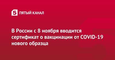 В России с 8 ноября вводится сертификат о вакцинации от COVID-19 нового образца