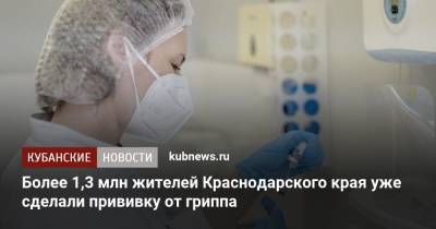 Более 1,3 млн жителей Краснодарского края уже сделали прививку от гриппа