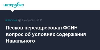 Песков переадресовал ФСИН вопрос об условиях содержания Навального