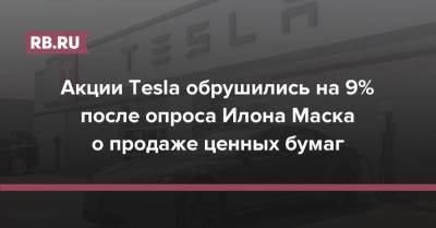 Акции Tesla обрушились на 9% после опроса Илона Маска о продаже ценных бумаг