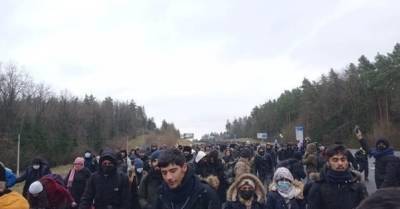 Огромная колонна нелегалов идет в сторону границы Беларуси с Польшей