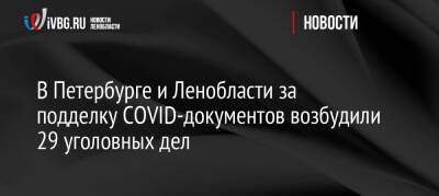 В Петербурге и Ленобласти за подделку COVID-документов возбудили 29 уголовных дел