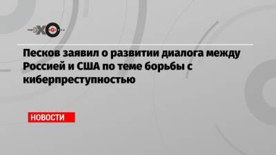 Песков заявил о развитии диалога между Россией и США по теме борьбы с киберпреступностью