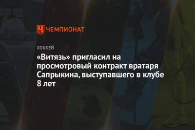 «Витязь» пригласил на просмотровый контракт вратаря Сапрыкина, выступавшего в клубе 8 лет