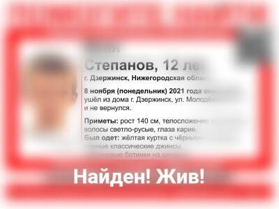 Пропавший в Дзержинске 12-летний мальчик найден живым
