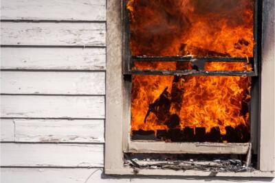 Восемь пожарных тушили дом в Гатчинском районе ночью
