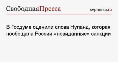 В Госдуме оценили слова Нуланд, которая пообещала России «невиданные» санкции