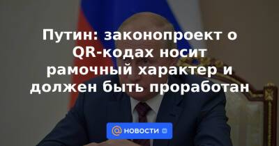 Путин: законопроект о QR-кодах носит рамочный характер и должен быть проработан