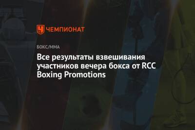 Все результаты взвешивания участников вечера бокса от RCC Boxing Promotions