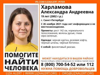 «ЛизаАлерт» просит помощи в поисках 19-летней петербурженки, пропавшей 2 недели назад